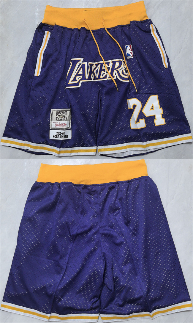 Men's Purple Los Angeles Lakers #24 Kobe Bryant 2026 Shorts (Run Small)